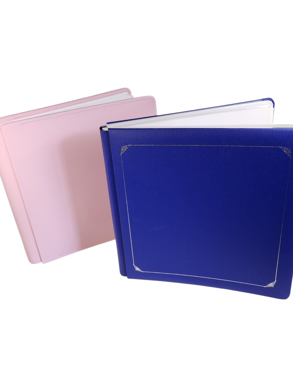 Creative Memories Scrapbook Photo Album 12 x 12 Pink Leather Blue Canvas Lot (2)